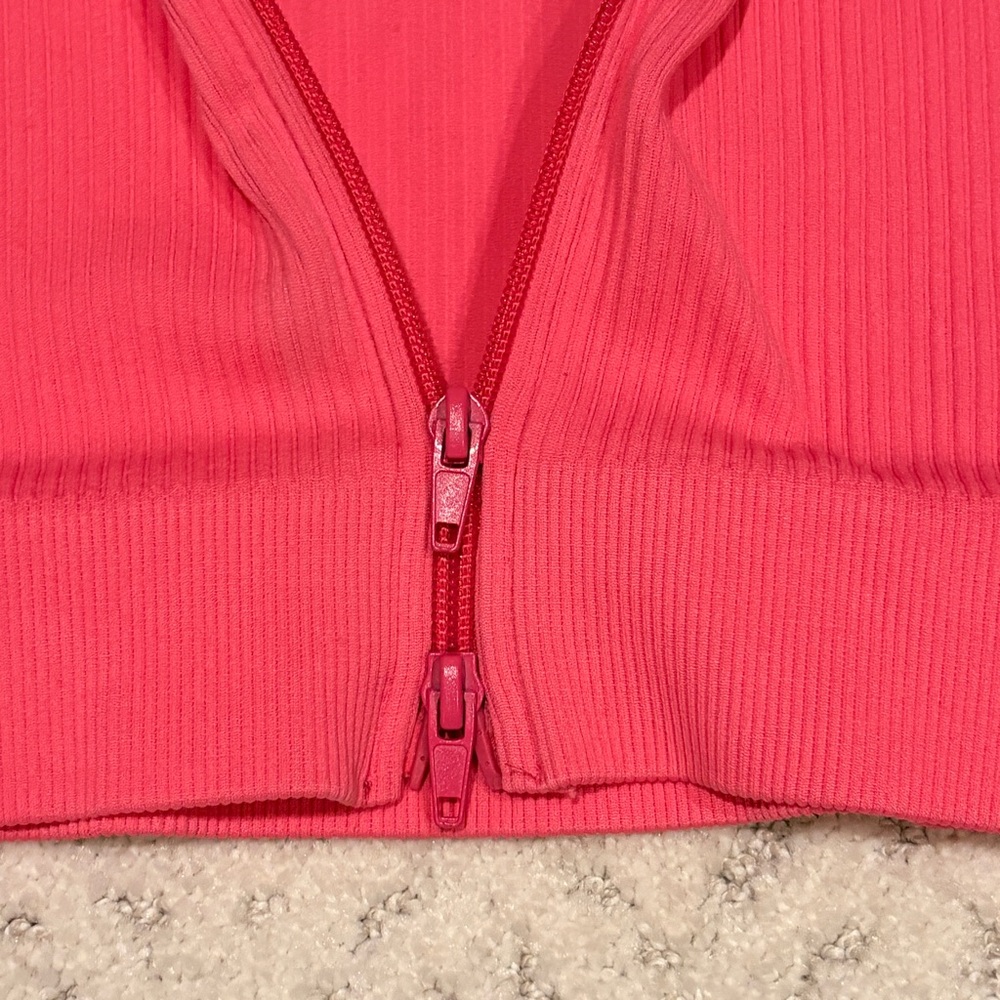 Sommer Ray Barbie Pink Cropped Ribbed Tank Top NEW Womens Large Zip Up Gift - Picture 8 of 12